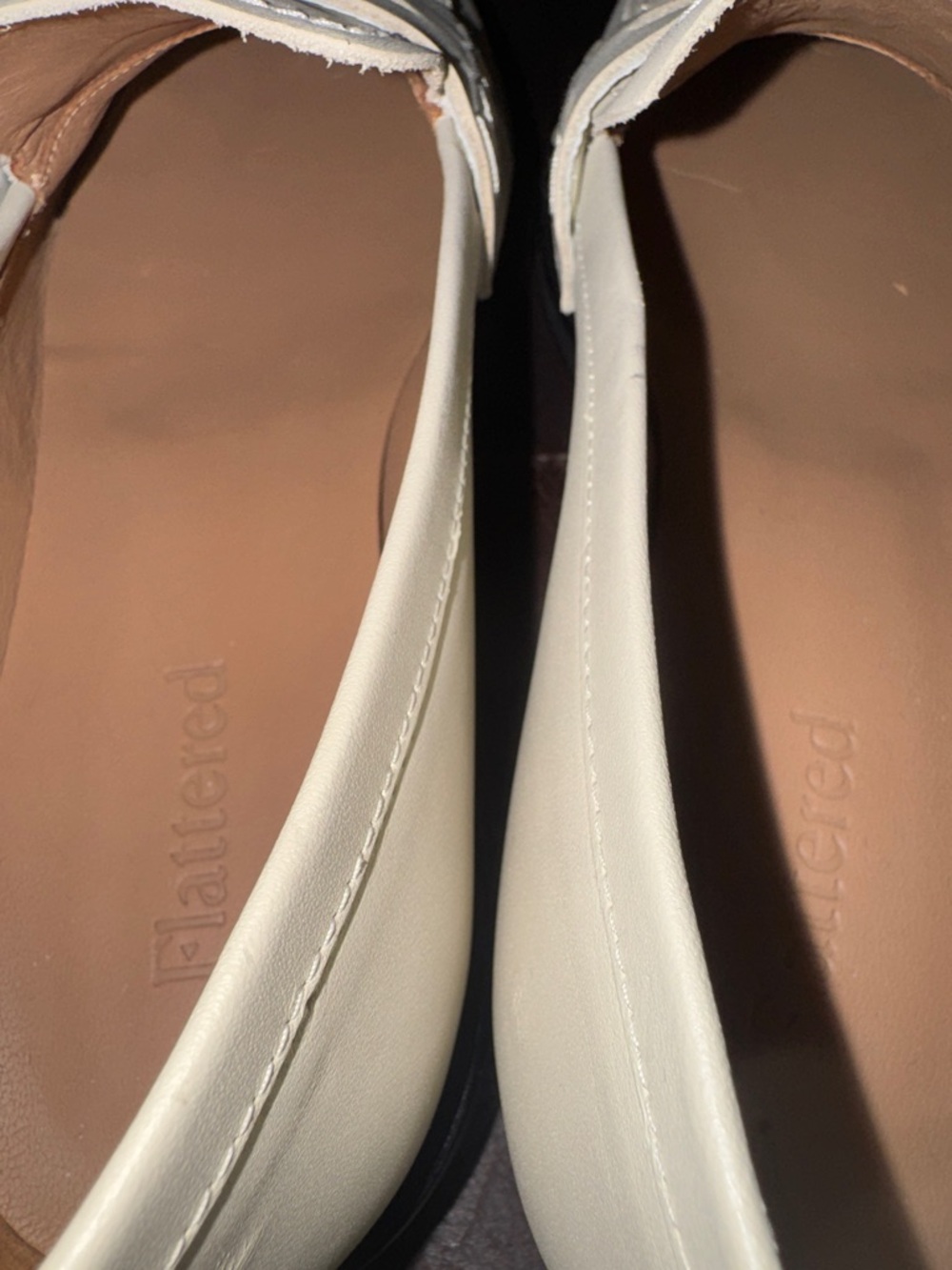 Flattered Cream Leather Penny Loafers - Women's Slip-On Flats - Picture 8 of 8